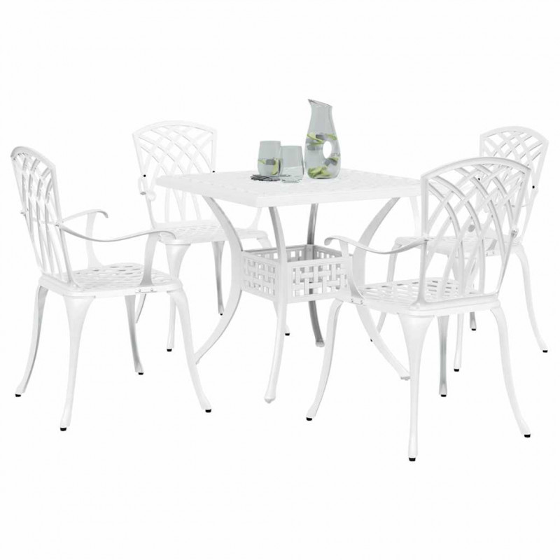 Zestaw stołów ogrodowych 5 pcs Biały Aluminium odlewane