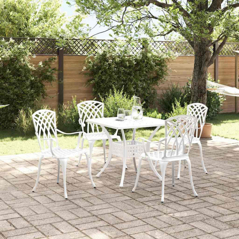 Zestaw stołów ogrodowych 5 pcs Biały Aluminium odlewane