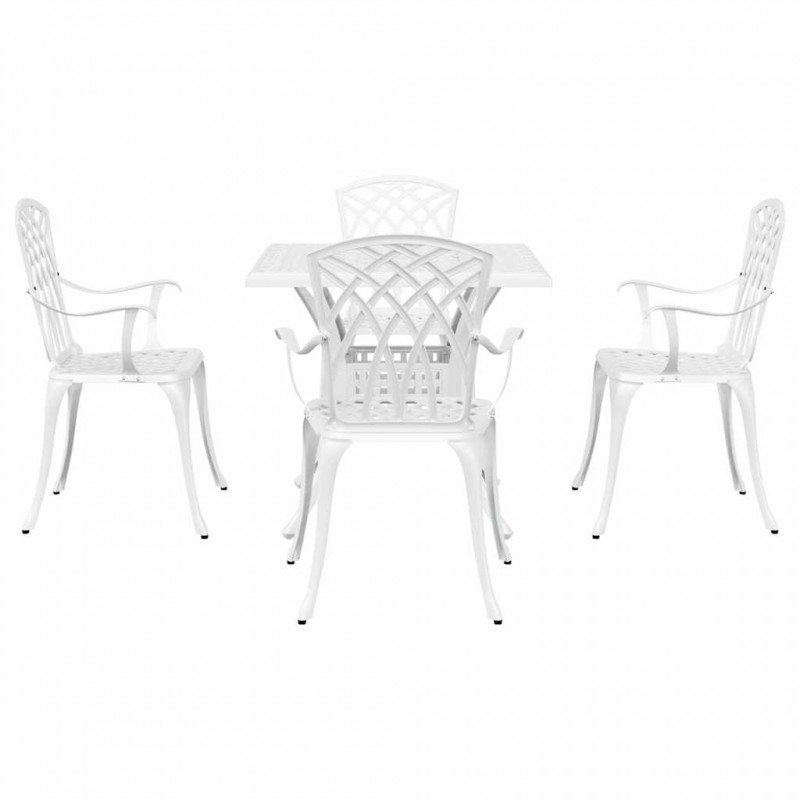 Zestaw stołów ogrodowych 5 pcs Biały Aluminium odlewane
