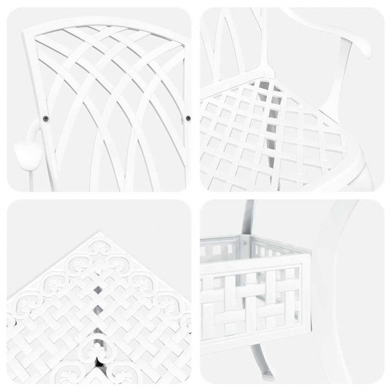 Zestaw stołów ogrodowych 5 pcs Biały Aluminium odlewane
