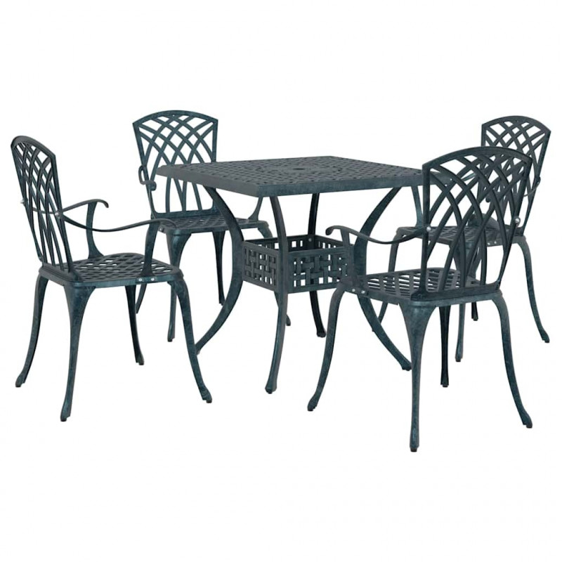 Zestaw stołów ogrodowych 5 pcs Zielony Aluminium odlewane