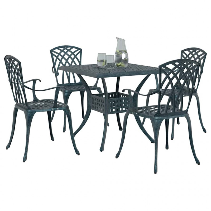 Zestaw stołów ogrodowych 5 pcs Zielony Aluminium odlewane