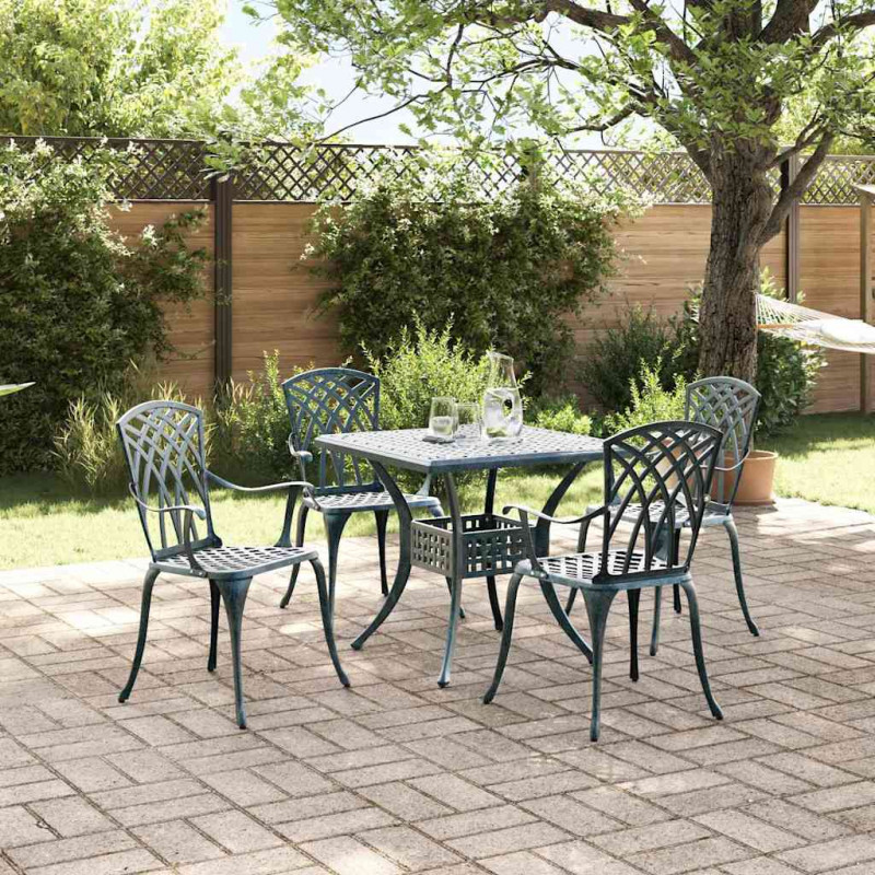 Zestaw stołów ogrodowych 5 pcs Zielony Aluminium odlewane