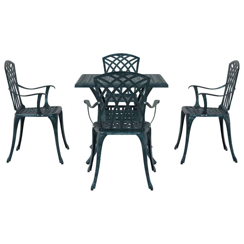 Zestaw stołów ogrodowych 5 pcs Zielony Aluminium odlewane