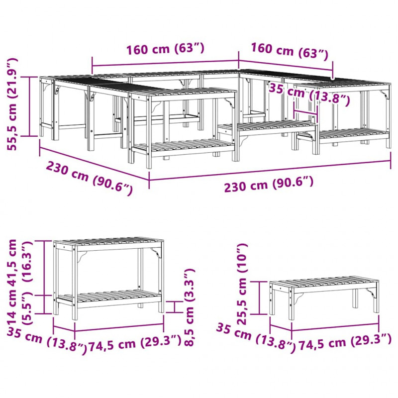 Otoczenie wanny z hydromasażem Brązowy 230 x 230 cm