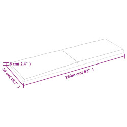 Blat, ciemnobrązowy 160x50x(2-6)cm drewno z naturalną krawędzią