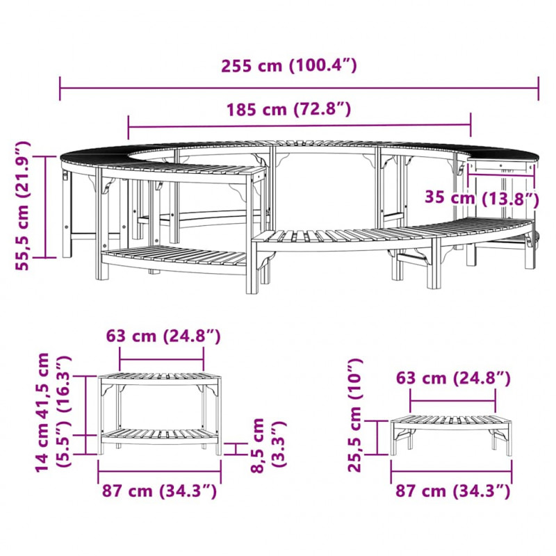 Otoczenie wanny z hydromasażem Brązowy Ø255 x 55,5 cm