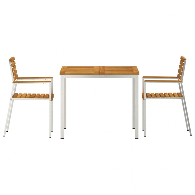 Zestaw do jadalni w ogrodzie 3 pcs Brązowy Lite Drewno Akacji