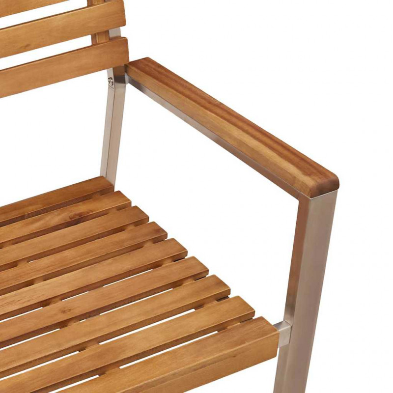 Zestaw do jadalni w ogrodzie 3 pcs Brązowy Lite Drewno Akacji