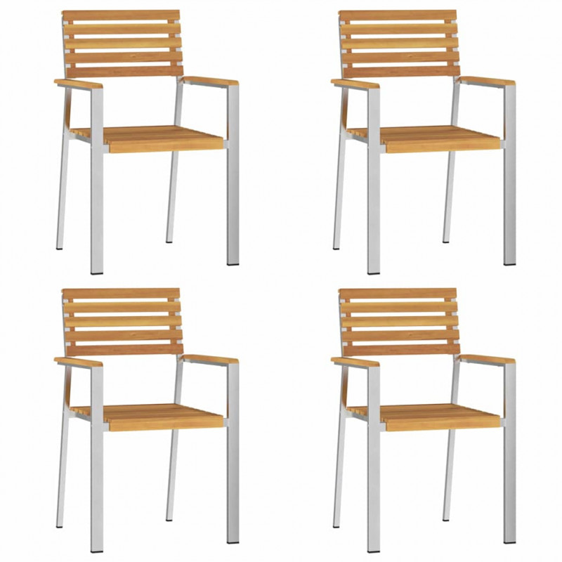 Zestaw do jadalni w ogrodzie 5 pcs Brązowy Lite Drewno Akacji