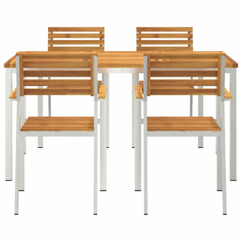 Zestaw do jadalni w ogrodzie 5 pcs Brązowy Lite Drewno Akacji