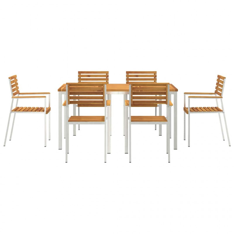Zestaw do jadalni w ogrodzie 7 pcs Brązowy Lite Drewno Akacji