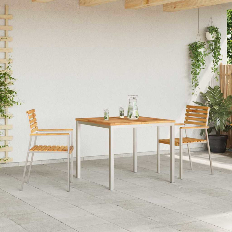 Zestaw do jadalni w ogrodzie 3 pcs Brązowy Lite drewno teakowe