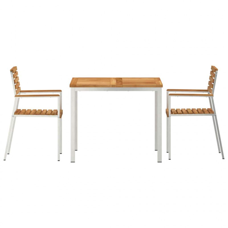 Zestaw do jadalni w ogrodzie 3 pcs Brązowy Lite drewno teakowe