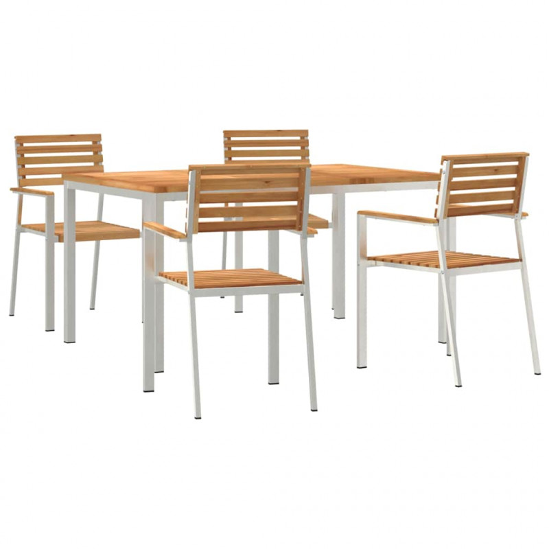 Zestaw do jadalni w ogrodzie 5 pcs Brązowy Lite drewno teakowe