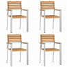 Zestaw do jadalni w ogrodzie 5 pcs Brązowy Lite drewno teakowe