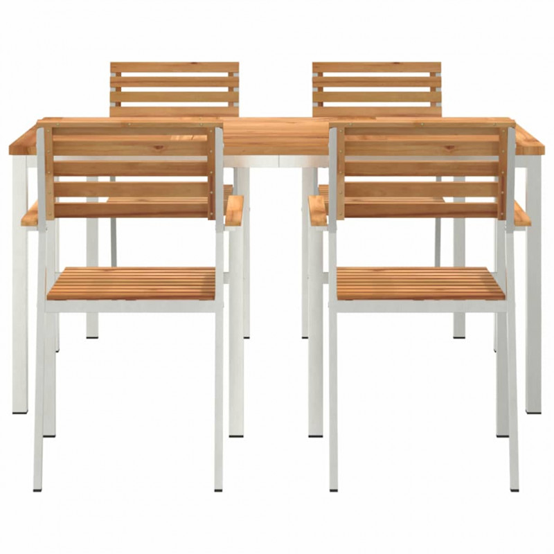 Zestaw do jadalni w ogrodzie 5 pcs Brązowy Lite drewno teakowe