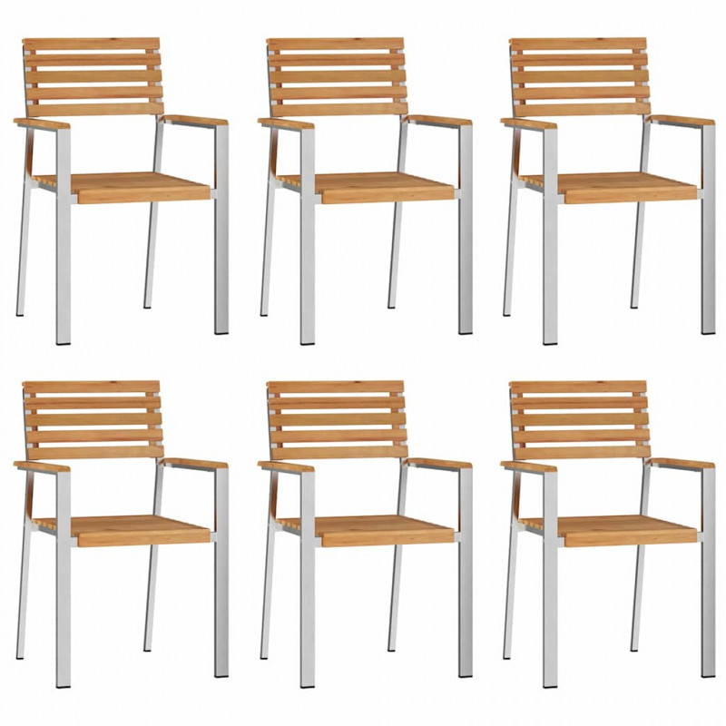 Zestaw do jadalni w ogrodzie 7 pcs Brązowy Lite drewno teakowe
