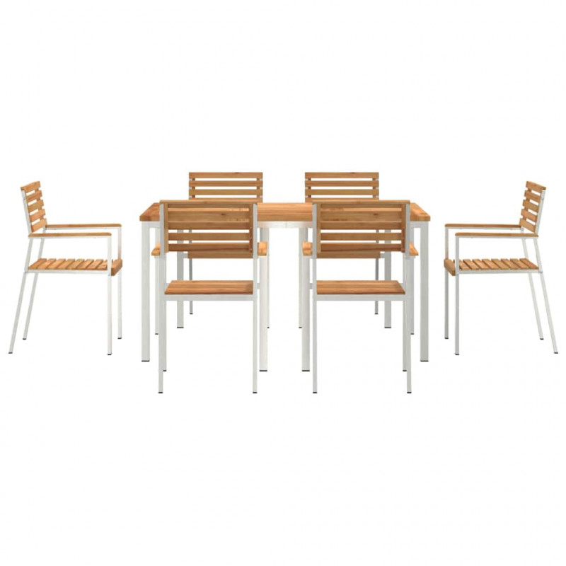 Zestaw do jadalni w ogrodzie 7 pcs Brązowy Lite drewno teakowe