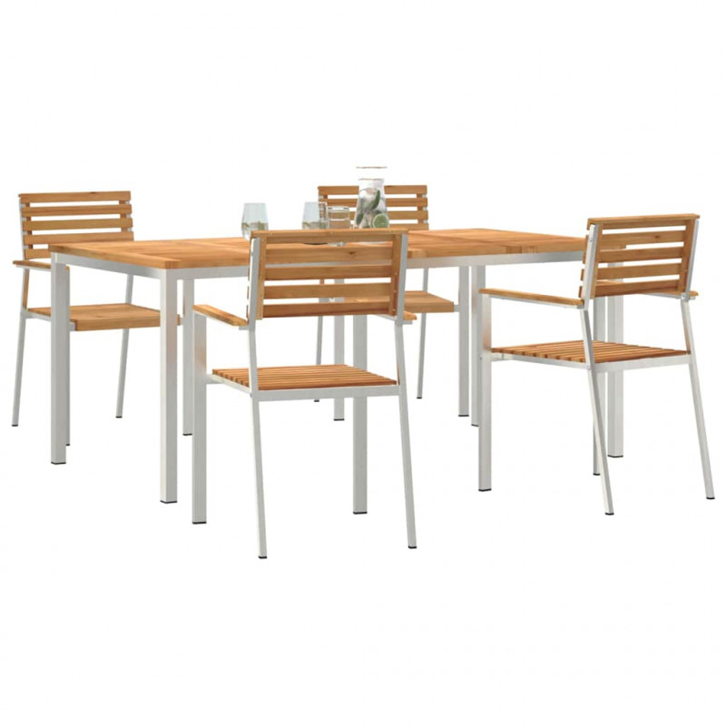 Zestaw do jadalni w ogrodzie 5 pcs Brązowy Lite drewno teakowe