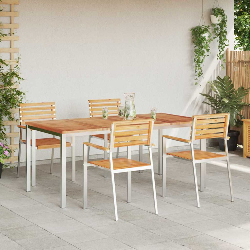 Zestaw do jadalni w ogrodzie 5 pcs Brązowy Lite drewno teakowe