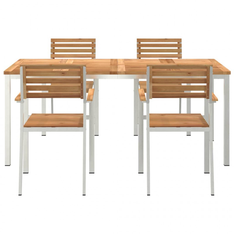 Zestaw do jadalni w ogrodzie 5 pcs Brązowy Lite drewno teakowe