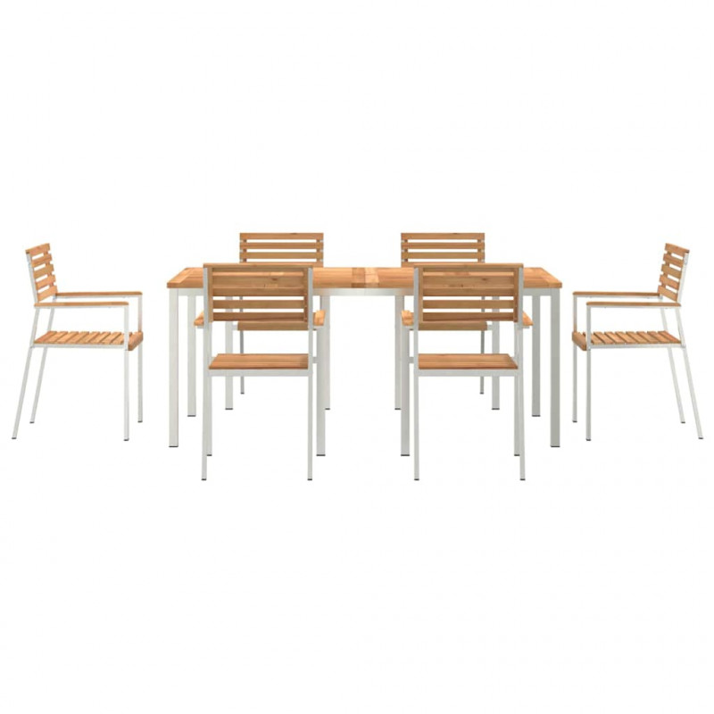 Zestaw do jadalni w ogrodzie 7 pcs Brązowy Lite drewno teakowe