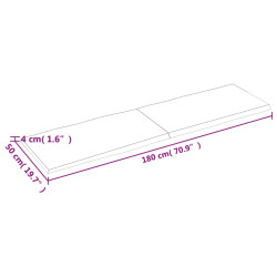 Blat, ciemnobrązowy 180x50x(2-4)cm drewno z naturalną krawędzią