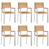 Zestaw do jadalni w ogrodzie 7 pcs Brązowy Lite drewno teakowe