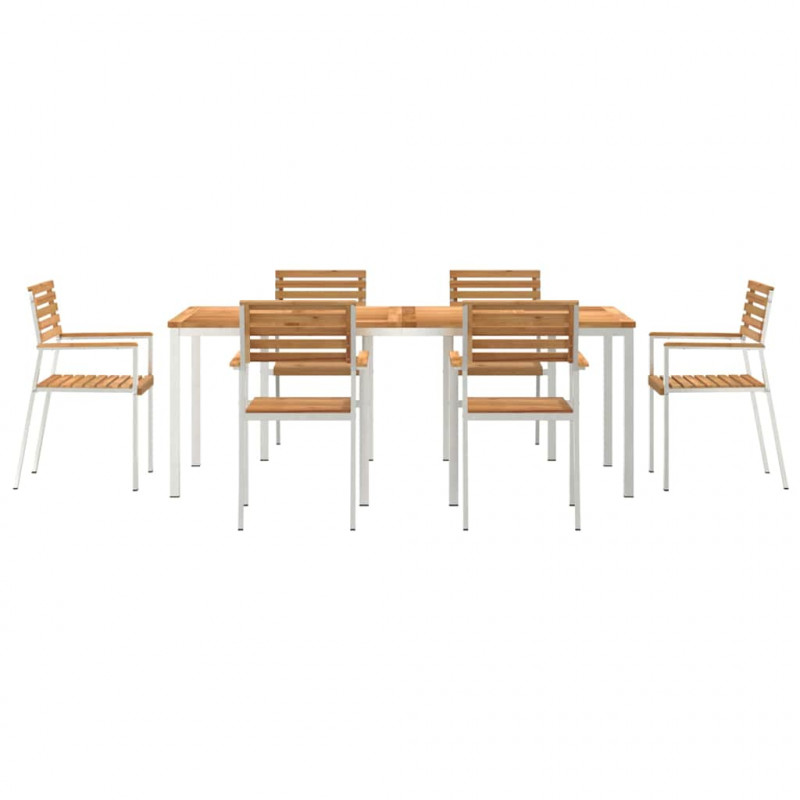 Zestaw do jadalni w ogrodzie 7 pcs Brązowy Lite drewno teakowe