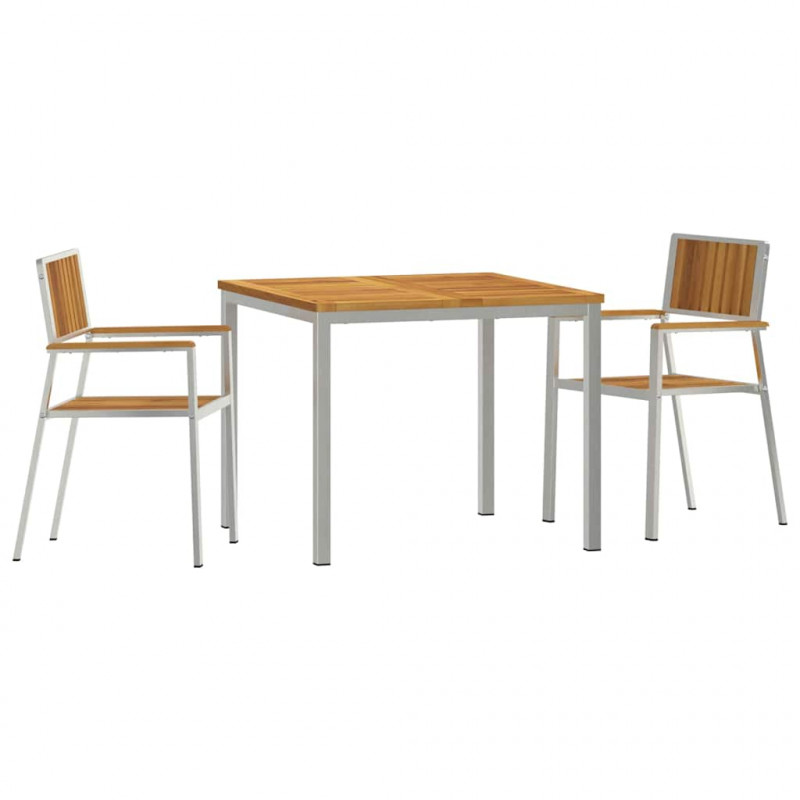 Zestaw do jedzenia na zewnątrz 3 pcs Brązowy Lite Drewno Akacji