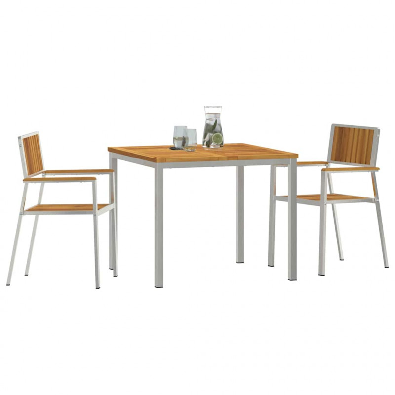 Zestaw do jedzenia na zewnątrz 3 pcs Brązowy Lite Drewno Akacji