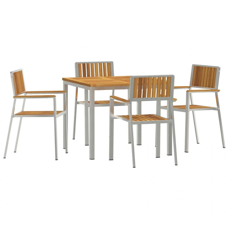 Zestaw do jedzenia na zewnątrz 5 pcs Brązowy Lite Drewno Akacji
