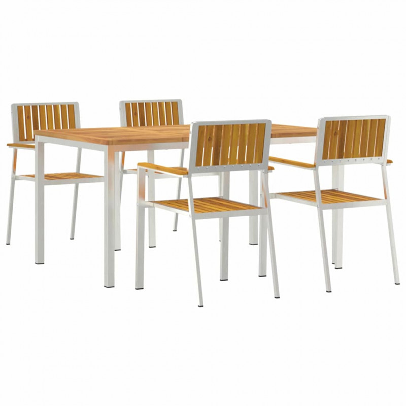 Zestaw do jedzenia na zewnątrz 5 pcs Brązowy Lite Drewno Akacji