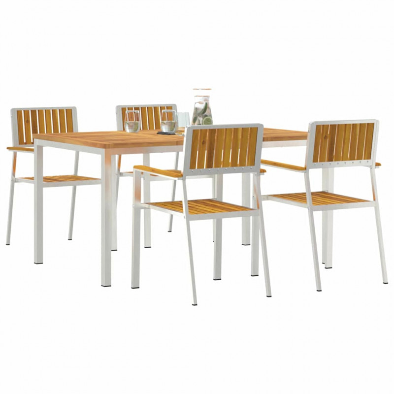 Zestaw do jedzenia na zewnątrz 5 pcs Brązowy Lite Drewno Akacji