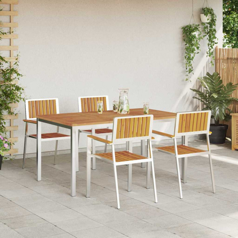 Zestaw do jedzenia na zewnątrz 5 pcs Brązowy Lite Drewno Akacji