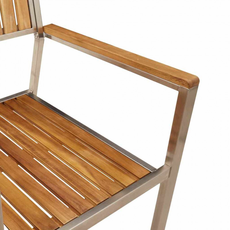 Zestaw do jedzenia na zewnątrz 7 pcs Brązowy Lite Drewno Akacji