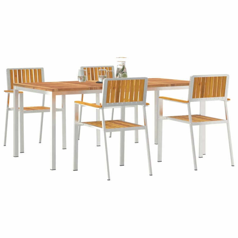 Zestaw do jedzenia na zewnątrz 5 pcs Brązowy Lite Drewno Akacji