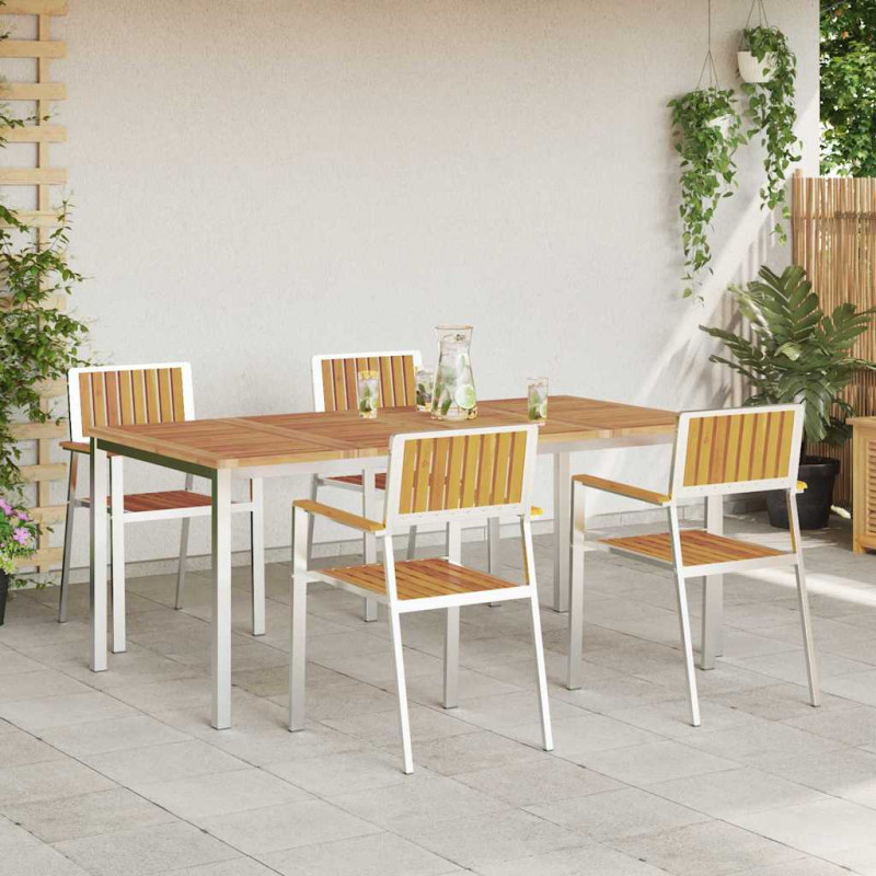 Zestaw do jedzenia na zewnątrz 5 pcs Brązowy Lite Drewno Akacji
