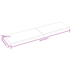 Blat, ciemnobrązowy 220x60x(2-4)cm drewno z naturalną krawędzią