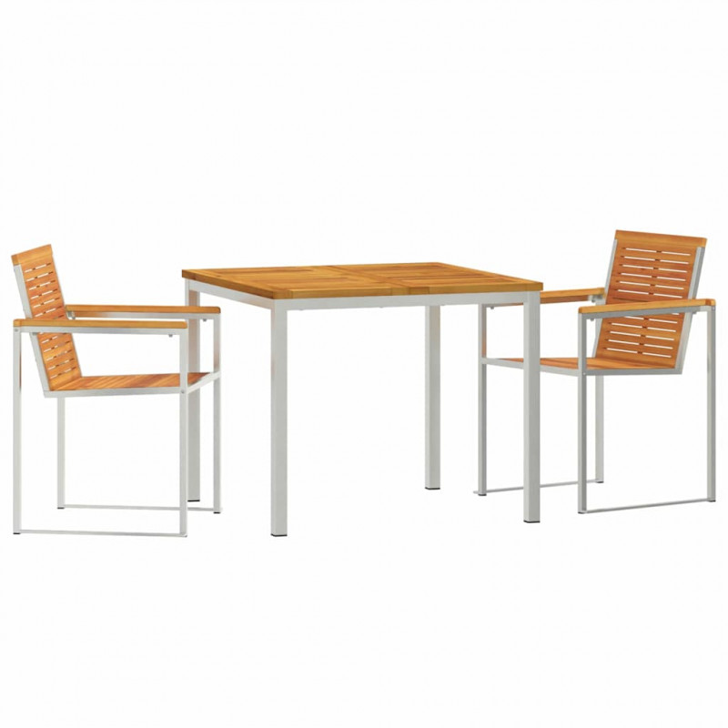 Zestaw do jadalni w ogrodzie 3 pcs Brązowy Lite Drewno Akacji