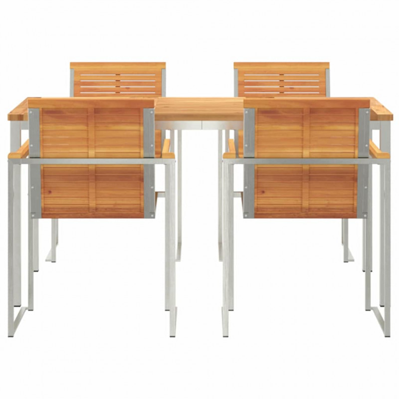 Zestaw do jadalni w ogrodzie 5 pcs Brązowy Lite Drewno Akacji