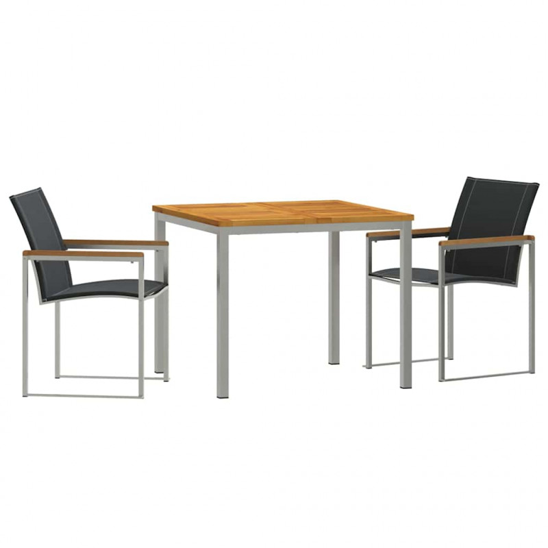 Zestaw do jadalni w ogrodzie 3 pcs Brązowy Lite Drewno Akacji