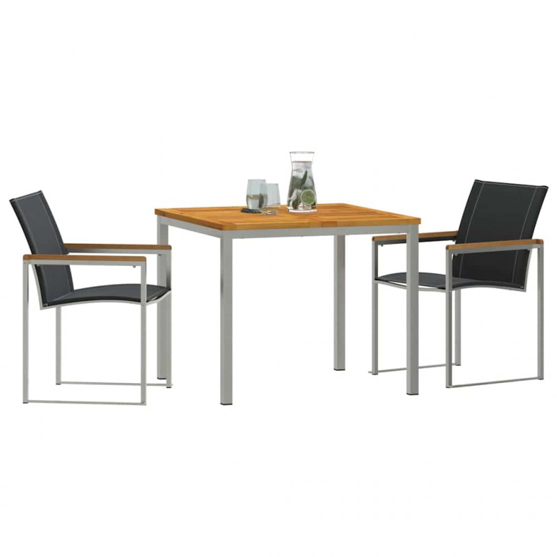 Zestaw do jadalni w ogrodzie 3 pcs Brązowy Lite Drewno Akacji