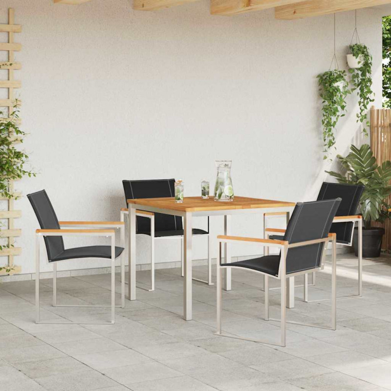 Zestaw do jadalni w ogrodzie 5 pcs Brązowy Lite Drewno Akacji