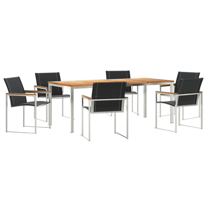 Zestaw do jadalni w ogrodzie 7 pcs Brązowy Lite Drewno Akacji