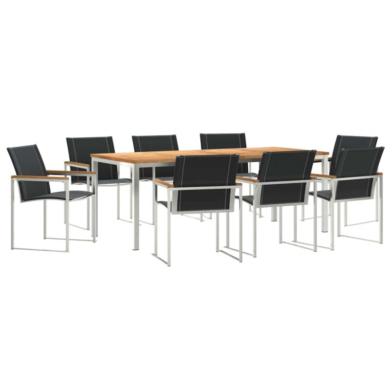 Zestaw do jadalni w ogrodzie 9 pcs Brązowy Lite Drewno Akacji