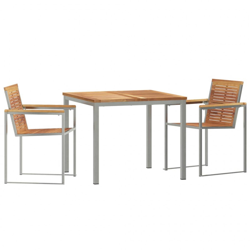 Zestaw do jadalni w ogrodzie 3 pcs Brązowy Lite drewno teakowe