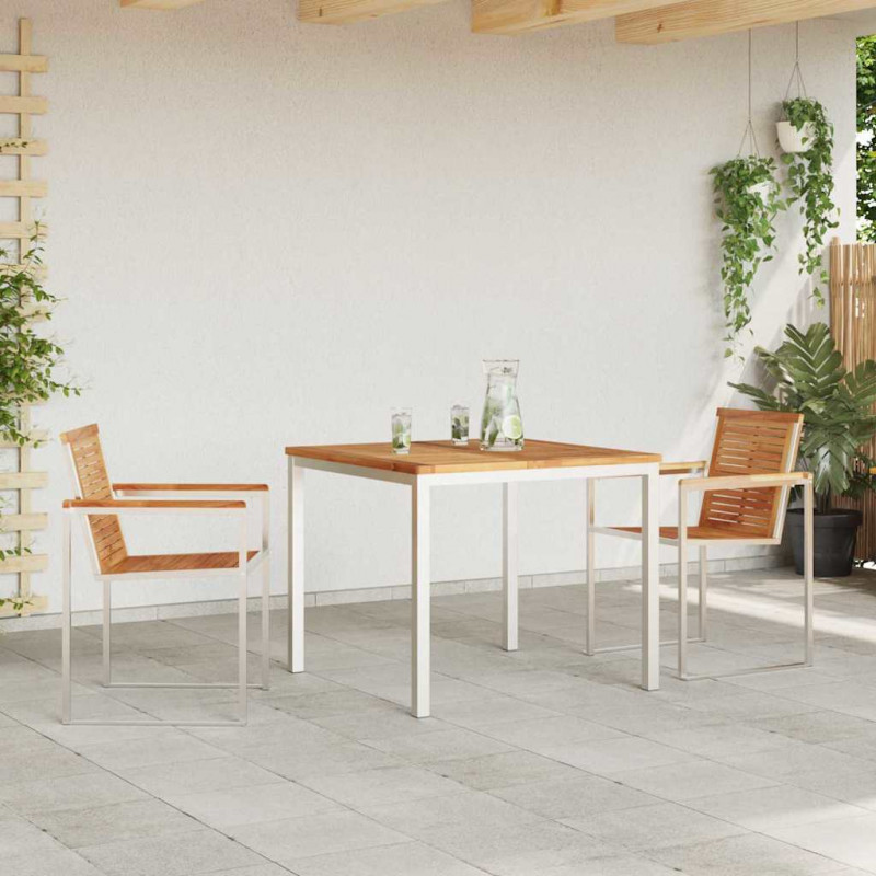 Zestaw do jadalni w ogrodzie 3 pcs Brązowy Lite drewno teakowe