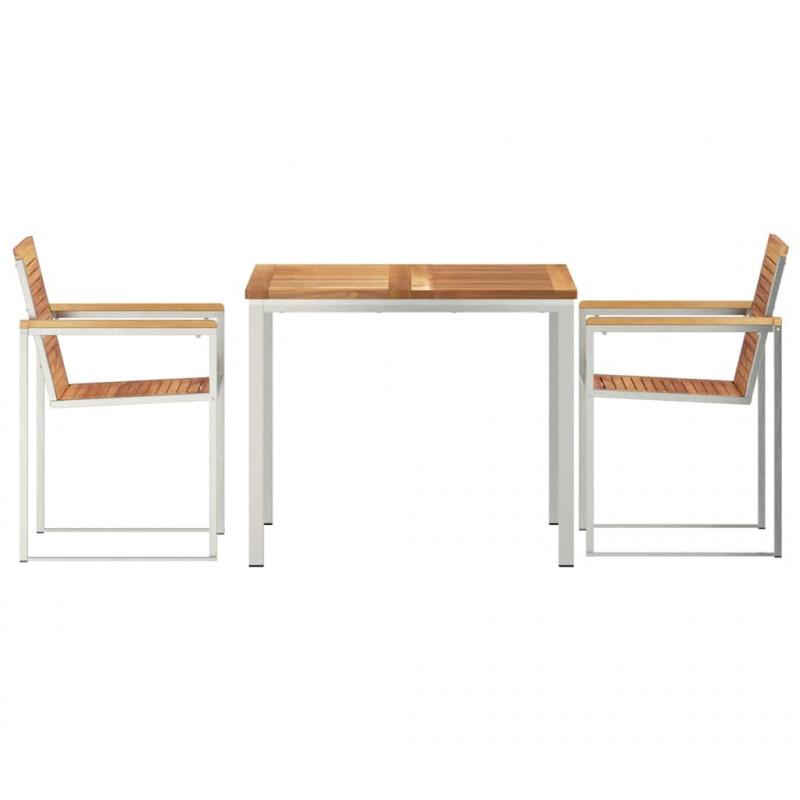 Zestaw do jadalni w ogrodzie 3 pcs Brązowy Lite drewno teakowe